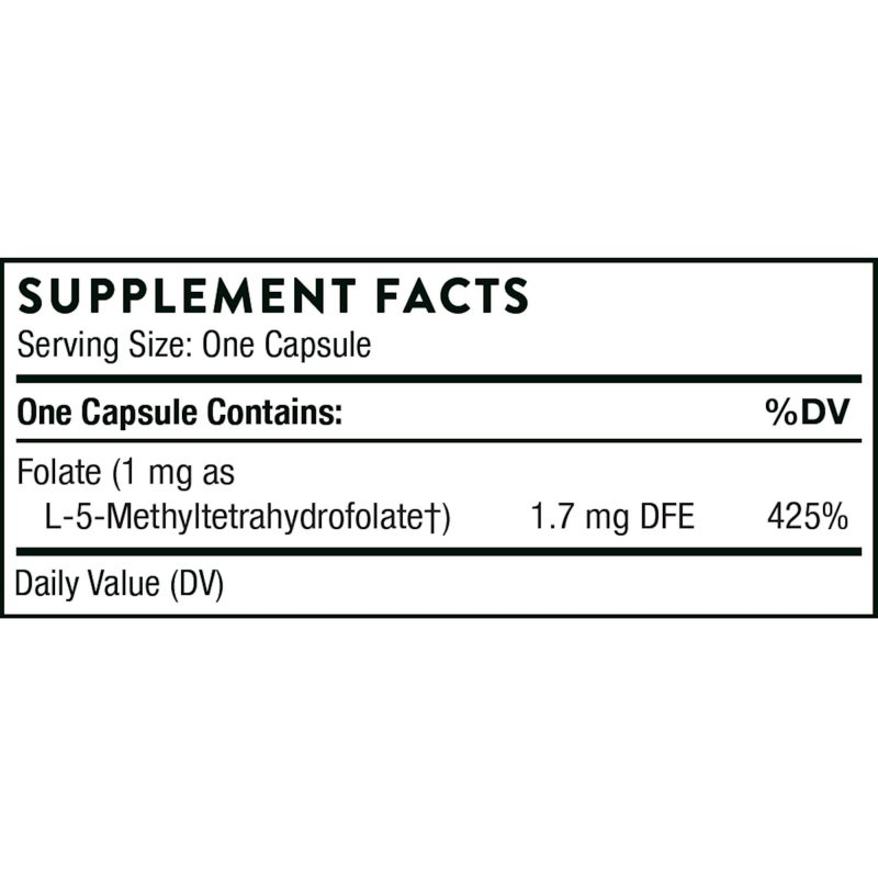 5-MTHF 1 mg 60 caps supplement fact