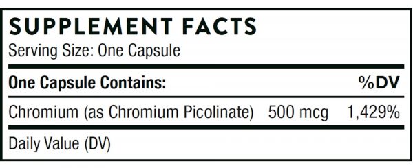 Chromium Picolinate 60 caps supplement fact