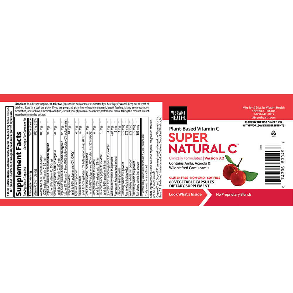 Super Natural C 60 vegcaps label