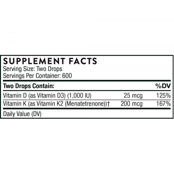 Vitamin D/K2 Liquid 1 oz supplement fact